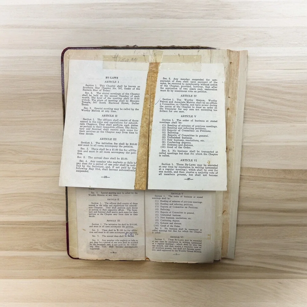 By-Laws Book For‎ Women's Southern Star Chapter No. 707 Dallas, Texas See Desc